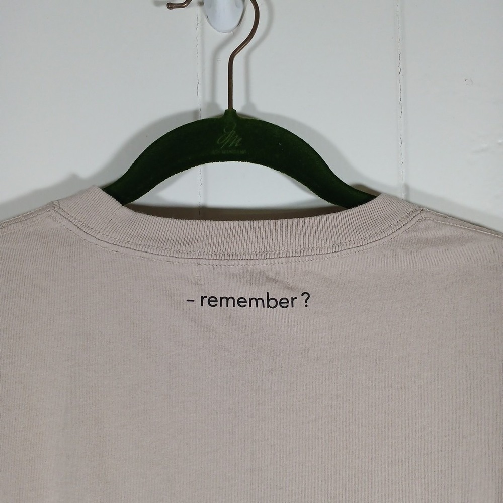 AZUL by MOUSSY Pocket T-Shirt Remember? No Curved Hem Women's Medium Tan Cotton - Picture 5 of 12